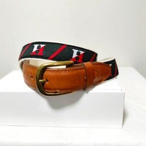 Collard Leather Cotton Adjustable H Letter Print Belt Brown S